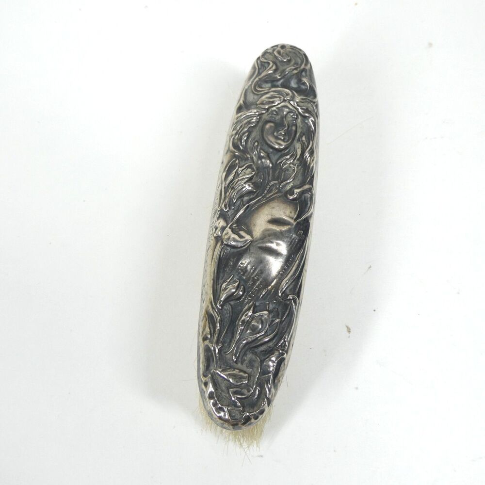 Sterling Silver Clothes Brush Antique Art Nouveau Woman 925 Vintage
